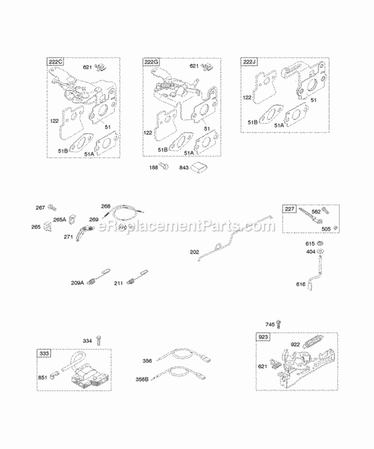 Controls Flywheel Brake Governor Spring Ignition Diagram and Parts List for  Briggs and Stratton Engine